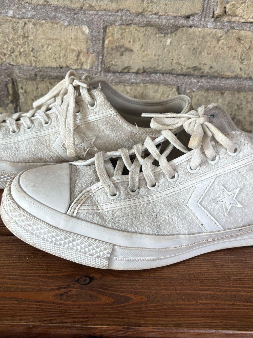 Converse Men’s Low-Top Sneakers in Off-White Canvas